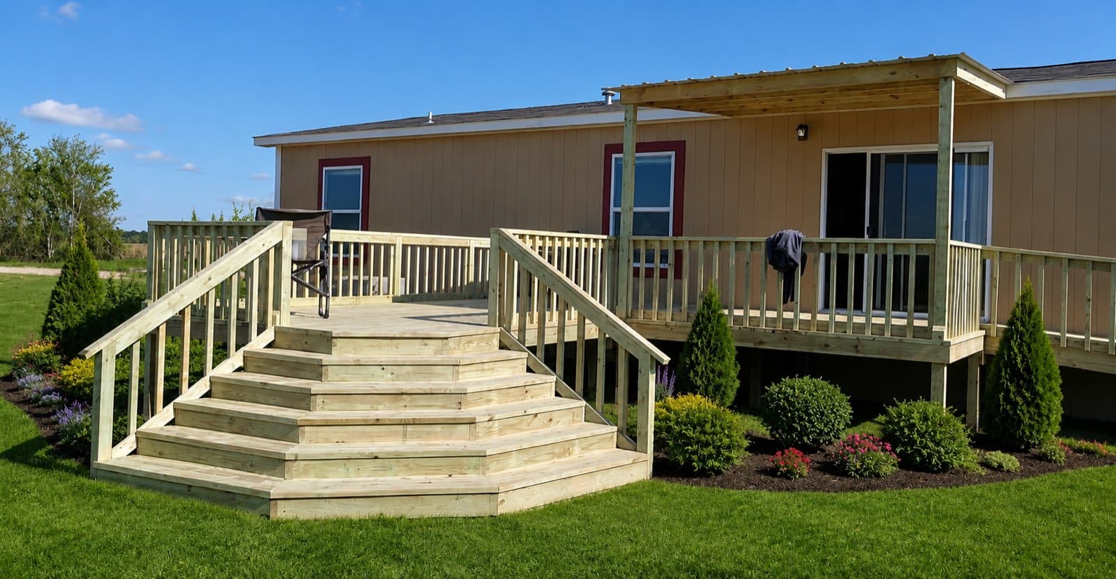 Covered deck with outdoor seating