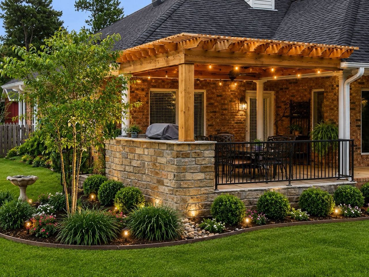 Freestanding wood pergola